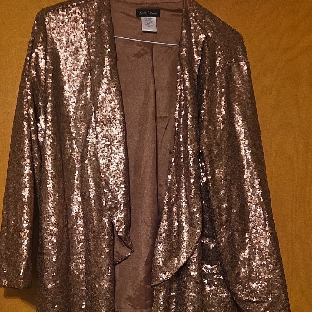 New With Tags Slinky Brand Gold Blazer with Waterfall Collar